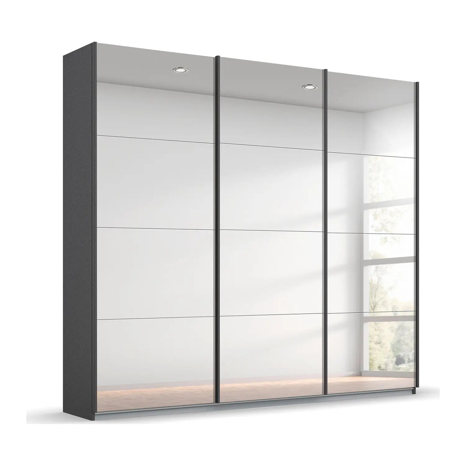 Rauch Prism Graphite 3 Door Full Mirror Sliding Wardrobe - 203cm