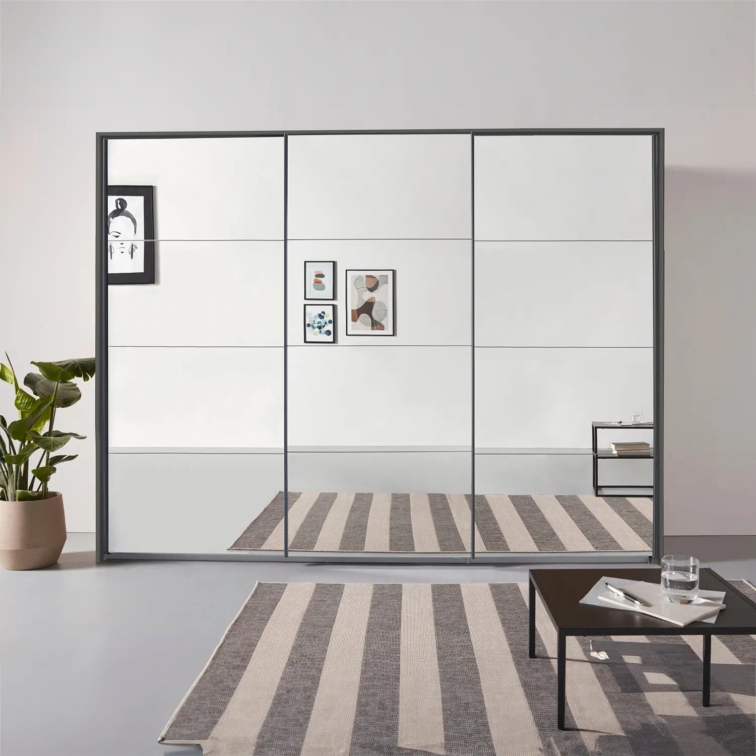 Rauch Prism Full Mirror Sliding Door Wardrobe ceiling high