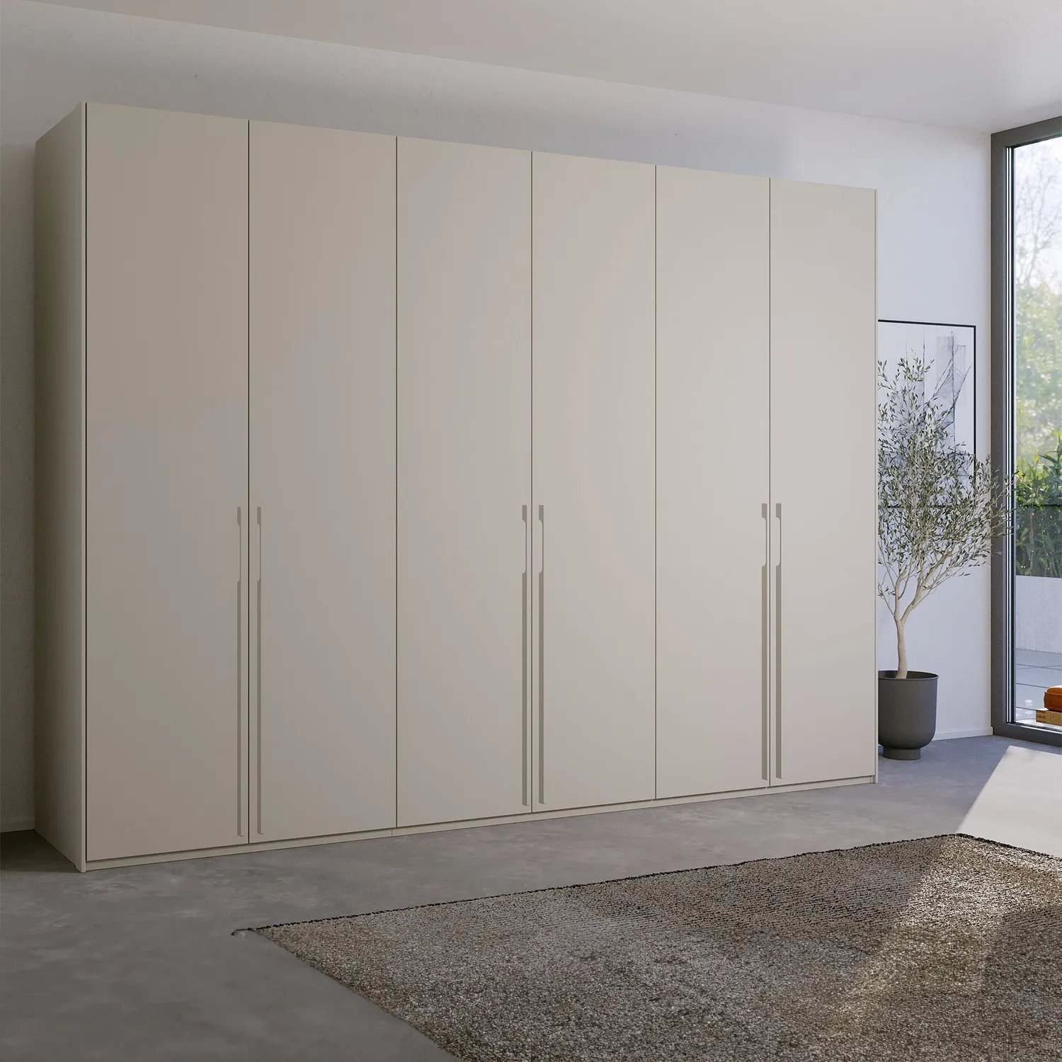 Rauch Kacey Pure Silk Grey 6 Door Large Wardrobe - Premium Interior