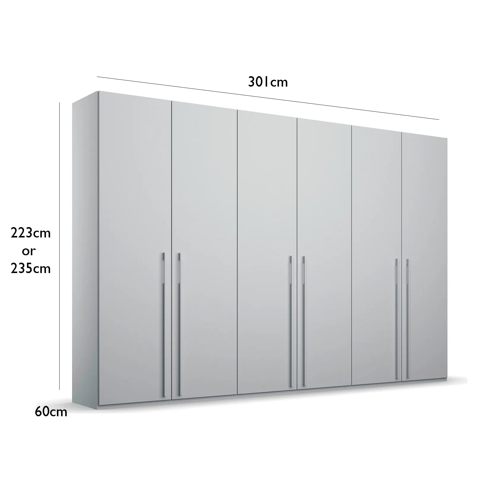 Rauch Kacey Pure Silk Grey 6 Door Large Wardrobe - Premium Interior