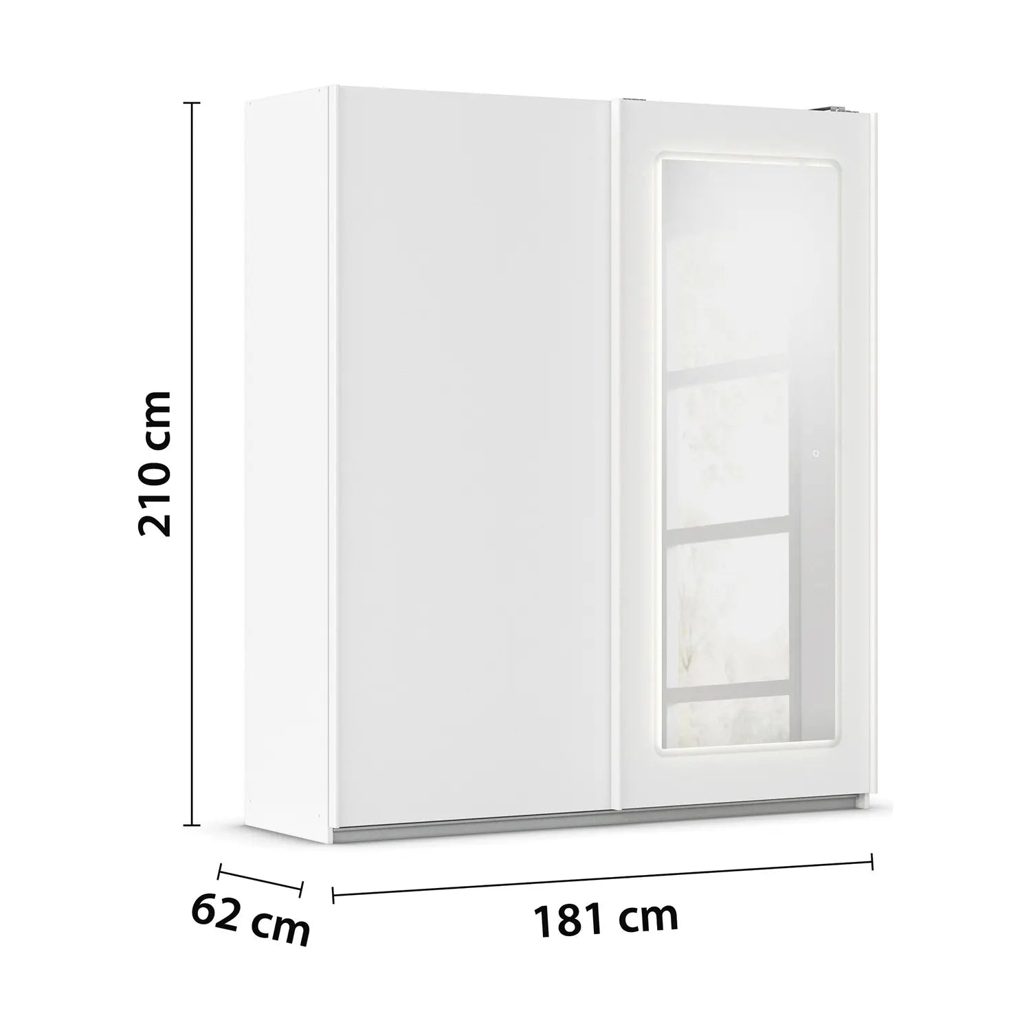 Rauch Serenity 181cm White Sliding Door Wardrobe with Mirror and integrated LED Lighting