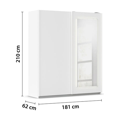 Arezzo Alpine White 2 Door Sliding Wardrobe With integrated LED Lighting