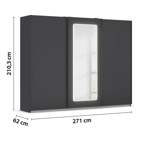 Arezzo Graphite 2 Door Sliding Wardrobe With Integrated LED Lighting