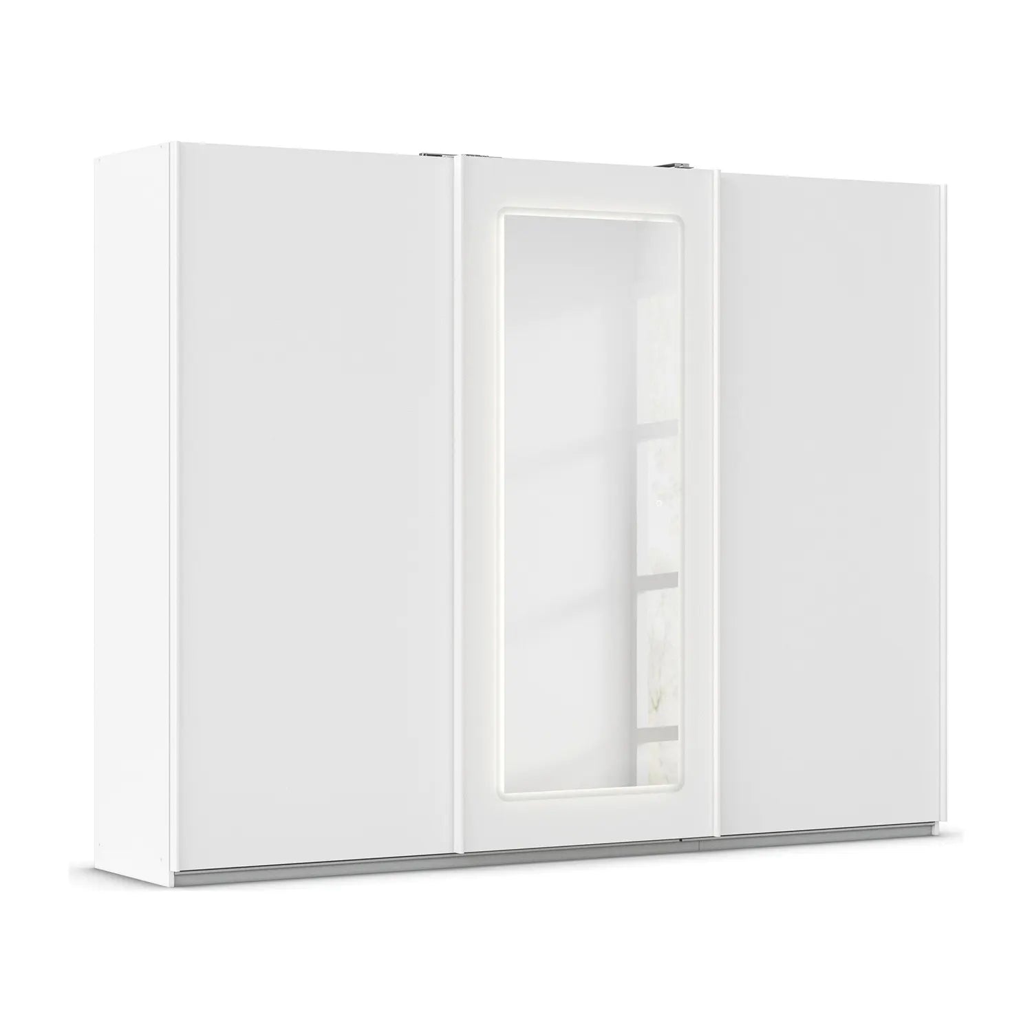 Serenity 271cm Large 3 Door Sliding Wardrobe with Mirror & LED Light - White