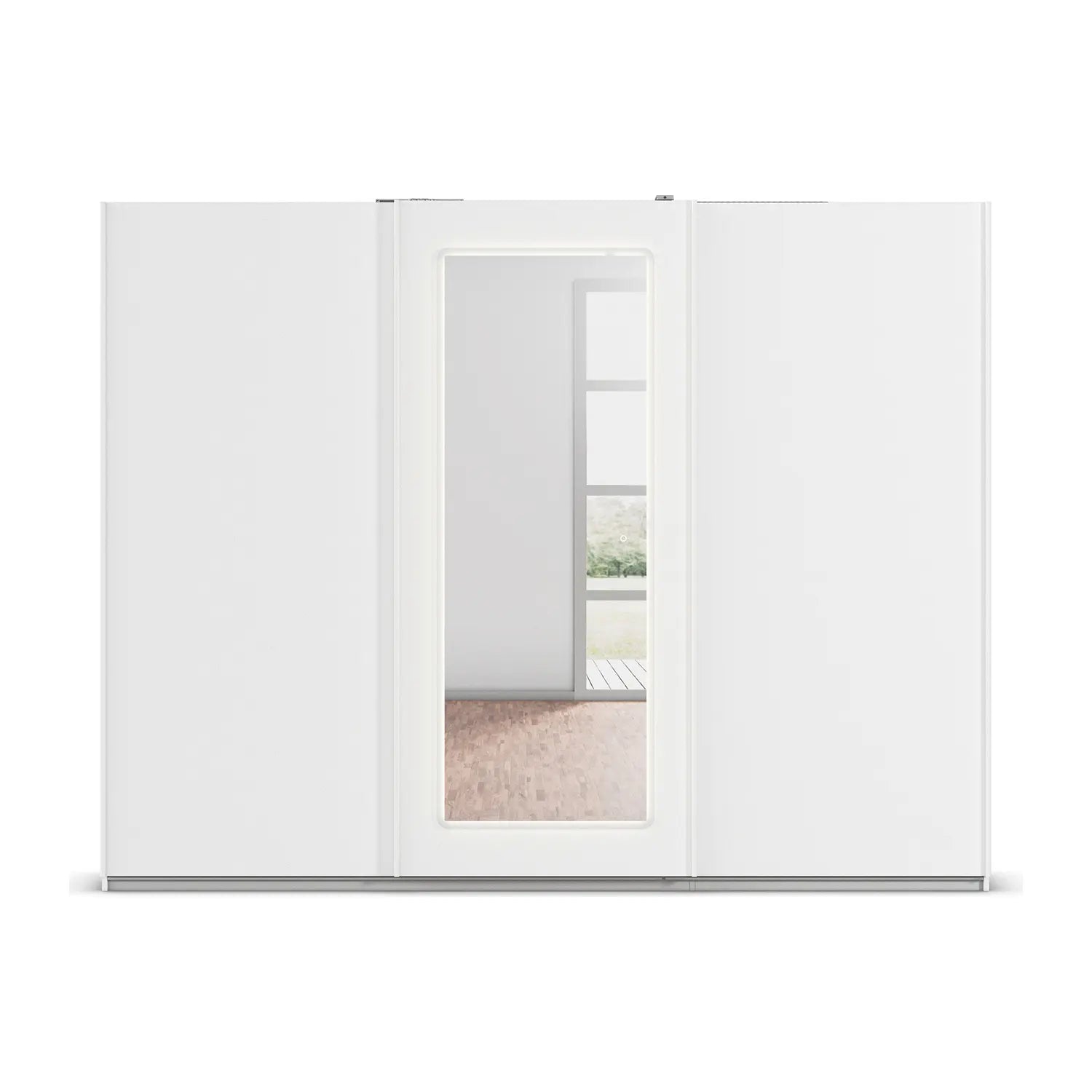 Serenity 271cm Large 3 Door Sliding Wardrobe with Mirror & LED Light - White