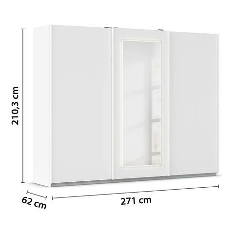 Arezzo Alpine White 3 Door Sliding Wardrobe With Integrated LED Lighting