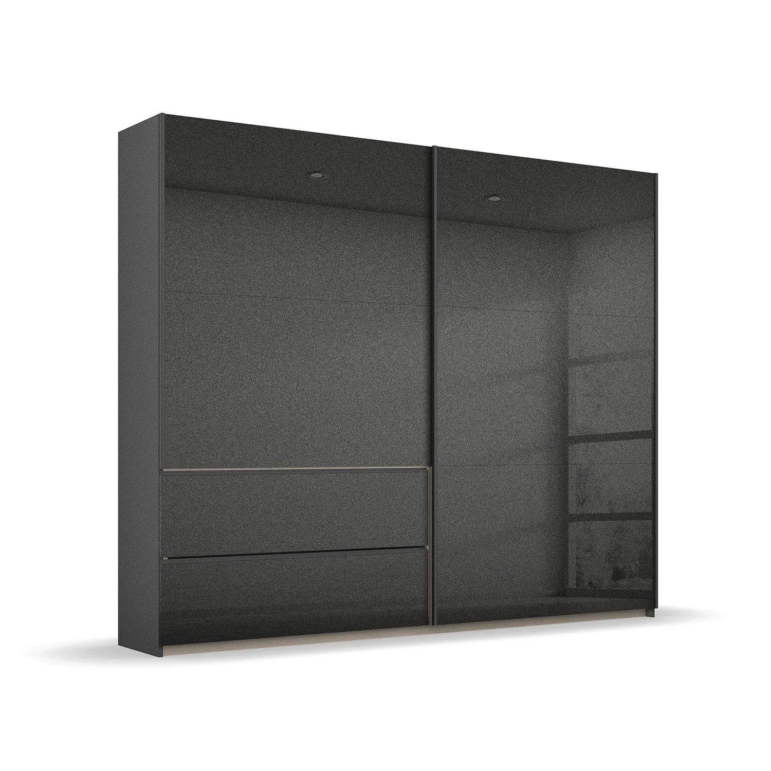 Elara Sliding Door Wardrobe with Drawers - Metallic Handles