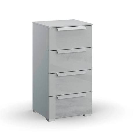 Silk Grey Glass 4 Drawer Narrow Chest