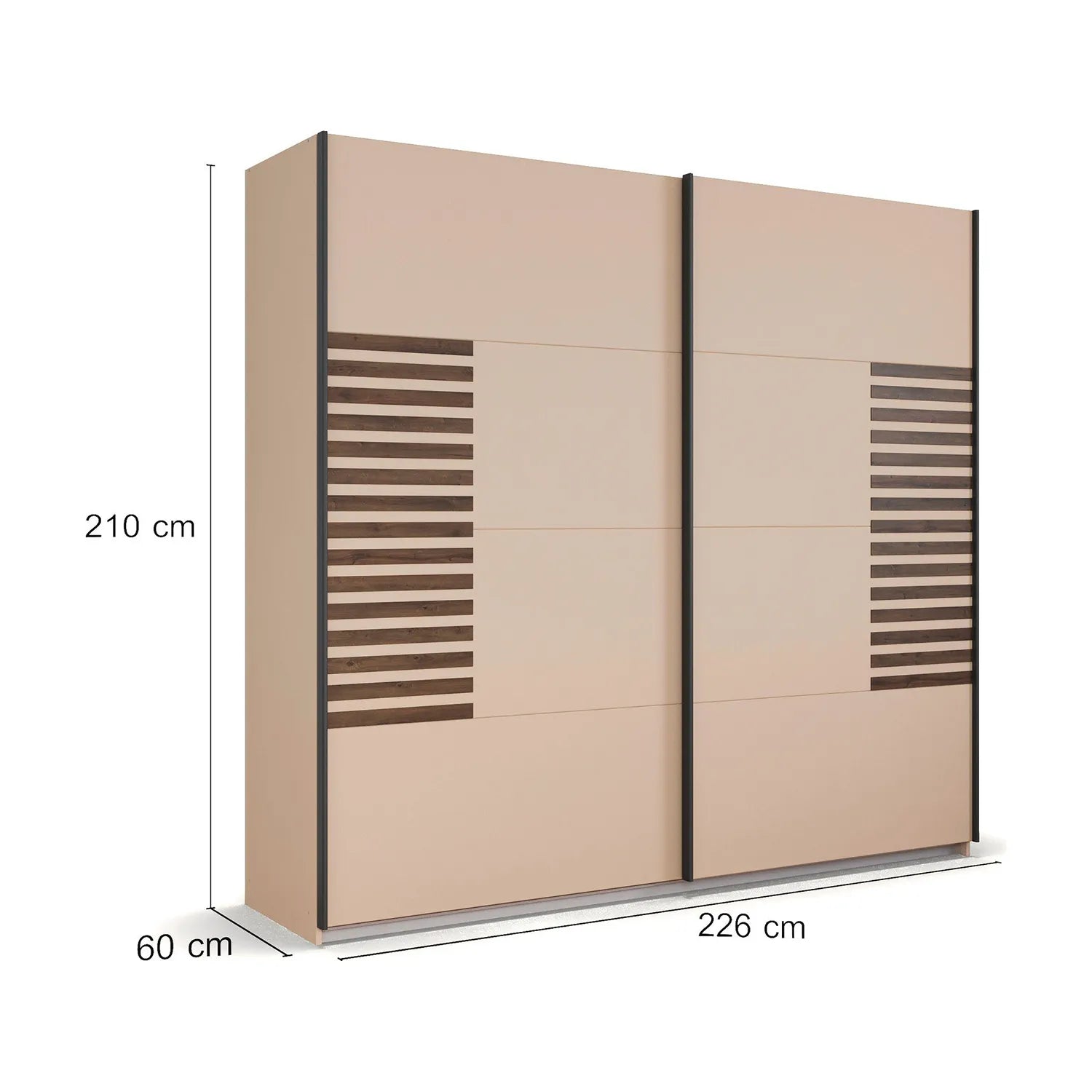 Vestro Champagne Decor Sliding Door Wardrobe