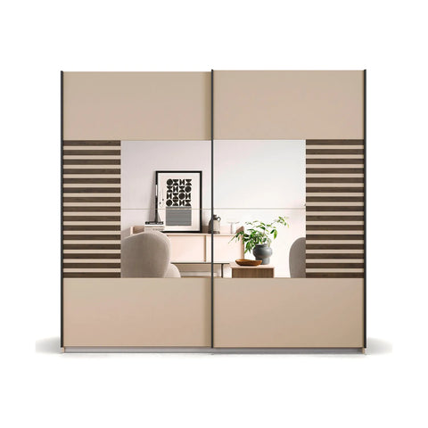 Vestro Champagne Sliding Door Wardrobe With Mirror