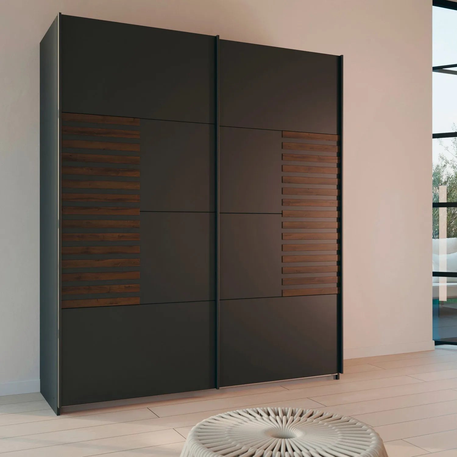 Vestro Metallic Grey Sliding Door Wardrobe - W181cm