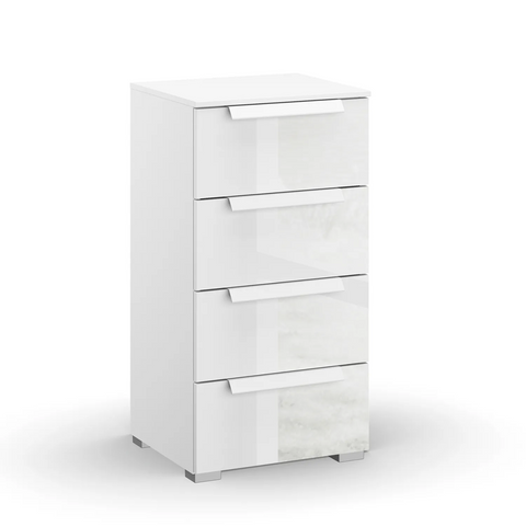 Rauch Perth 4 Drawer White Glass Narrow Chest