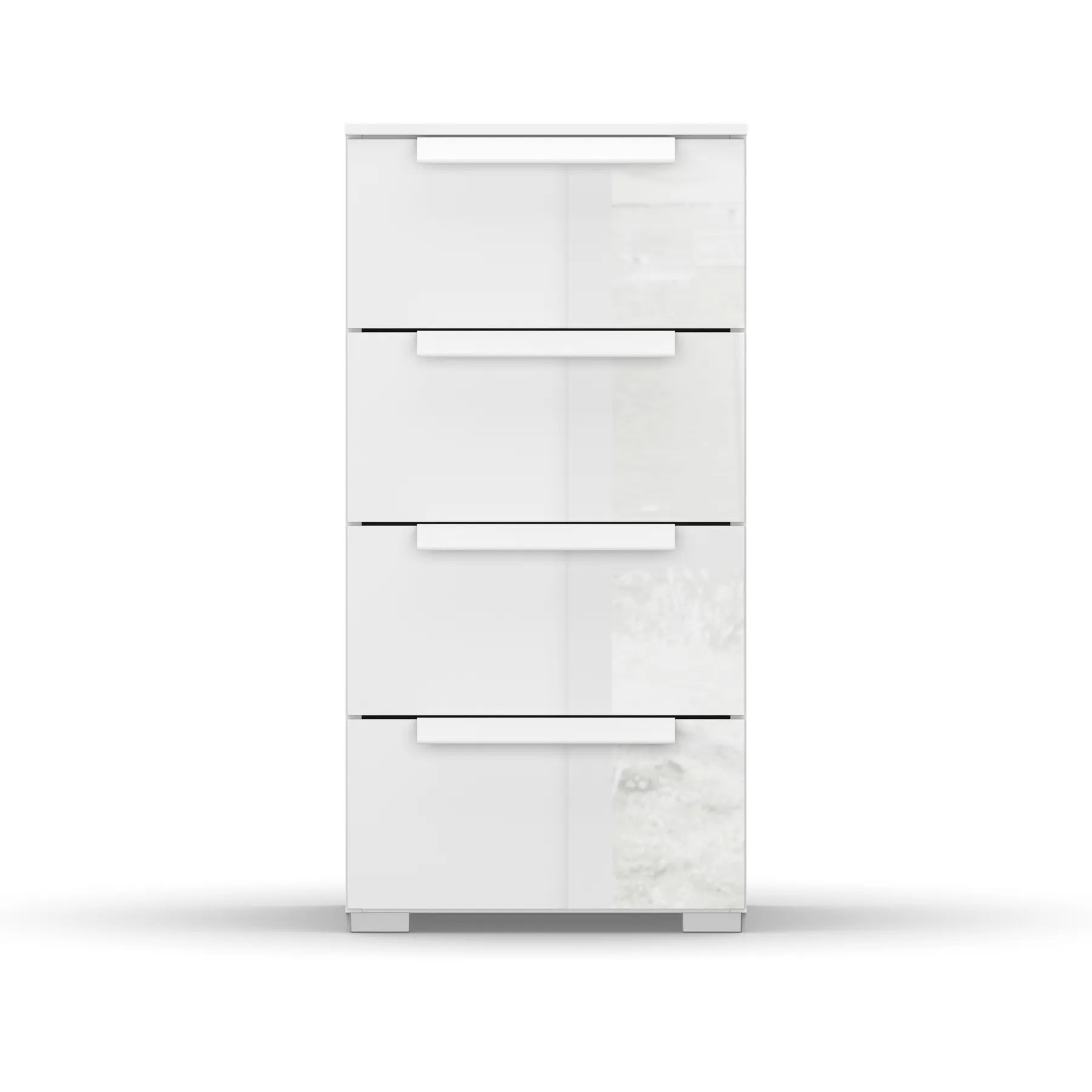 Rauch Perth 4 Drawer White Glass Narrow Chest