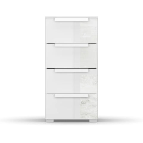 Rauch Perth 4 Drawer White Glass Narrow Chest