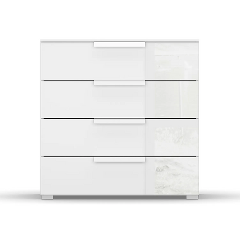 Rauch Perth 4 Drawer White Glass Wide Chest