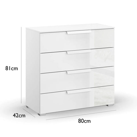 Rauch Perth 4 Drawer White Glass Wide Chest