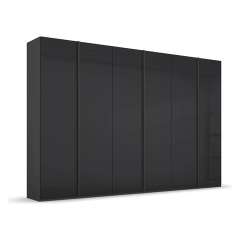 6 Door Bedroom Wardrobe, Rauch Skat Meridian 6 Door Closet, Size: 300cm Wide, 223cm or 235cm Height and Depth is 60cm, Available in choice of 3 Colours, Black, White and Silk Grey and Has Long Door Handles - 001