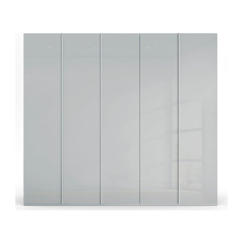 Grey 5 Door Wardrobe, Rauch Skat Meridian Hinged Door Wardrobe, Size: width 250cm Height 223cm or 235cm, Available in Choice of 3 Colours Basalt Glass, White Glass, Silk Grey Glass, At pendle village furniture online sale Interest Free Monthly payments Free Delivery and Assembly - 002