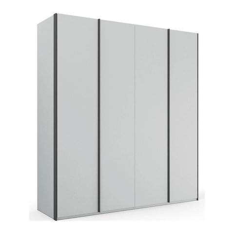 "Large 4 Door Grey Wardrobe - Symphony Collection by Rauch. Meticulously crafted, this contemporary masterpiece features door-high handle strips in refined graphite shade, enhancing the modern aesthetic of your living space. - 002"