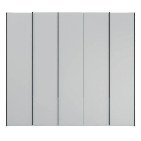 Grey 5 door wardrobe Rauch Skat Meridian with Long Metal Graphite Door Handles Size:  Width 251 Height 223 or 235cm Depth 60cm, choice of 3 colours available White, Grey and Black - 002