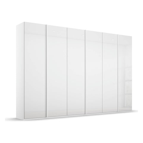 6 Door 3 meter wide Wardrobe, Rauch Skat Meridian 6 Door Closet, Size: 300cm Wide, 223cm or 235cm Height and Depth is 60cm, Available in choice of 3 Colours, Black, White and Silk Grey and Has Long Door Handles - 002