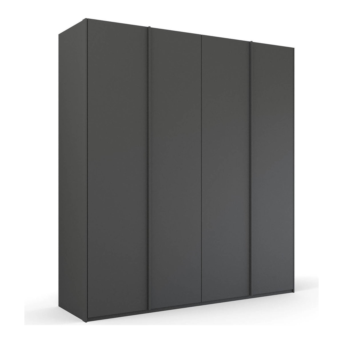 Large 4 Door Wardrobe in Graphite - Symphony Collection by Rauch. Meticulously crafted, this contemporary masterpiece features door-high handle strips in refined graphite shade, enhancing the modern aesthetic of your living space.