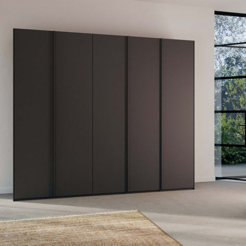 Black 5 Door Wardrobe, Rauch Skat Meridian with Long Metal Graphite Door Handles Size:  Width 251 Height 223 or 235cm Depth 60cm, choice of 3 colours available White, Grey and Black - 003