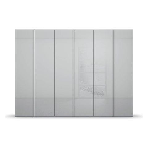 6 Door Gloss Wardrobe, Rauch Skat Meridian 6 Door Closet, Size: 300cm Wide, 223cm or 235cm Height and Depth is 60cm, Available in choice of 3 Colours, Black, White and Silk Grey and Has Long Door Handles - 003