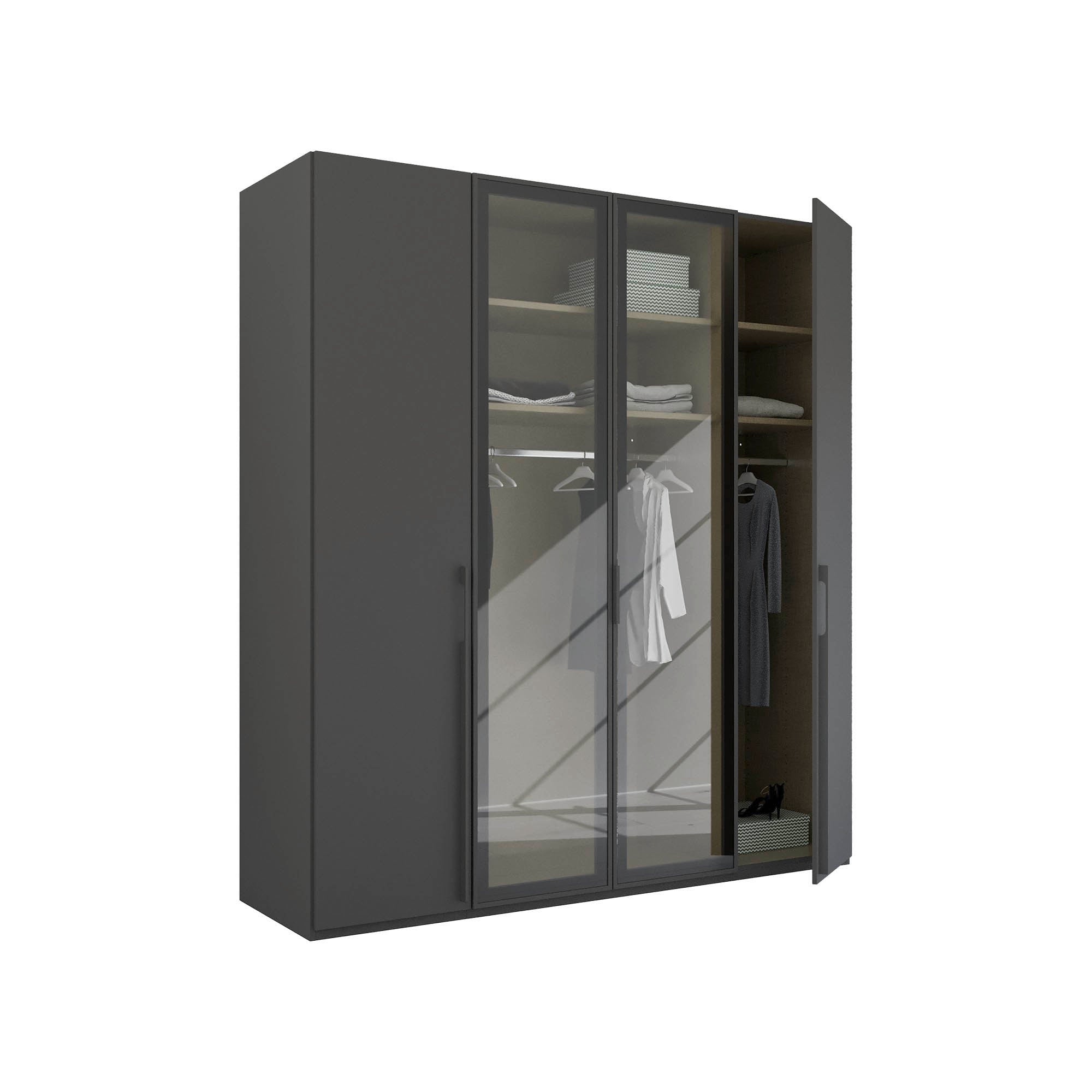 Rauch Kacey 201cm 4 Door Wardrobe 2 Transparent Glass Doors