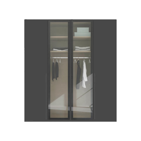 Kacey 4 Door Wardrobe 2 Glass Doors, Bedroom Closet