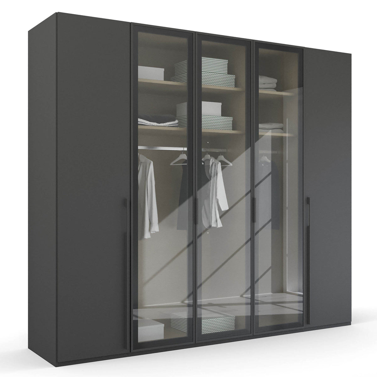 Kacey 
5 Door Wardrobe 3 Glass Doors, 251x223cm 