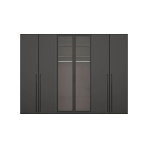 Rauch Kacey Large 300CM, 6 Door Wardrobe Ceiling High with 2 Transparent Glass Doors in the Middle