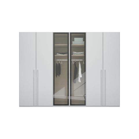 Rauch Kacey Large 3M, 6 Door Wardrobe Ceiling High with 2 Transparent Glass Doors in the Middle