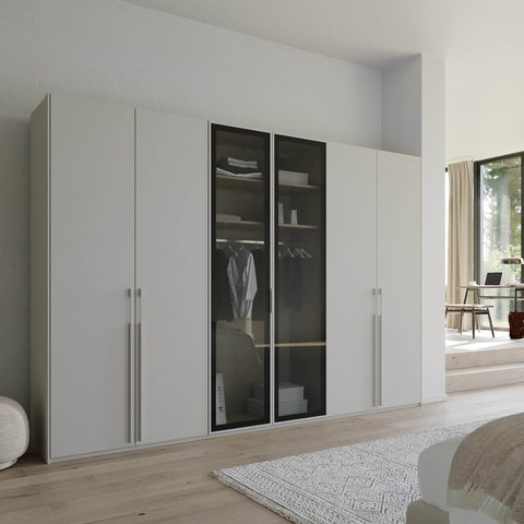 Rauch Kacey Silk Grey 6 Door Wardrobe 2 Glass Doors, 301x223cm 