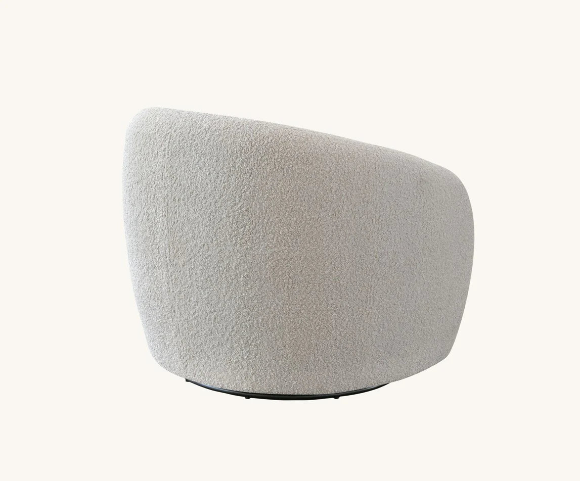Boucle Teddy Cream Curved Boucle Accent Chair