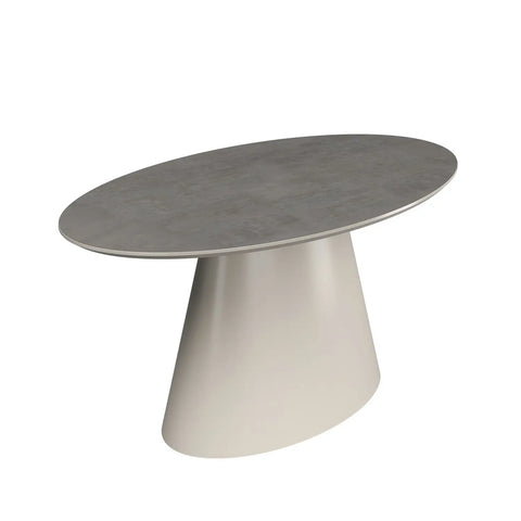 Ria 160cm Oval Light Grey Melamine Dining Table Set, also available in a Round table - Angled Table Image