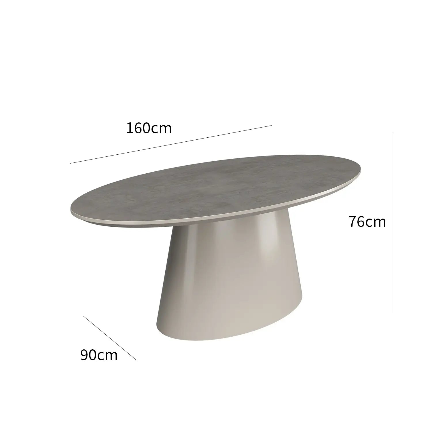 Ria 160cm Oval Light Grey Melamine Dining Table