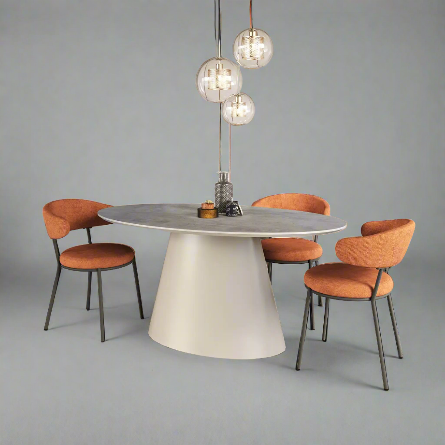 Ria 160cm Oval Light Grey Melamine Dining Table Set