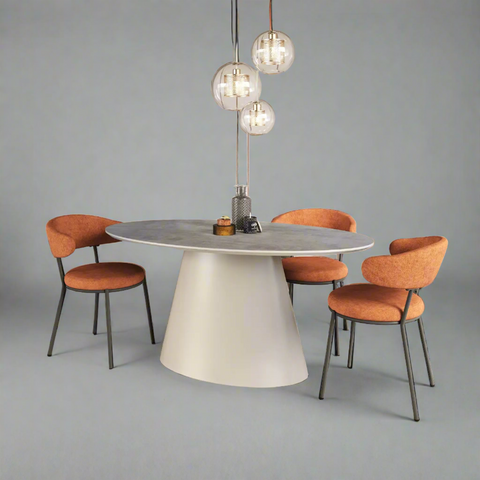 Ria 160cm Oval Light Grey Melamine Dining Table Set, also available in a Round table - Main Image 