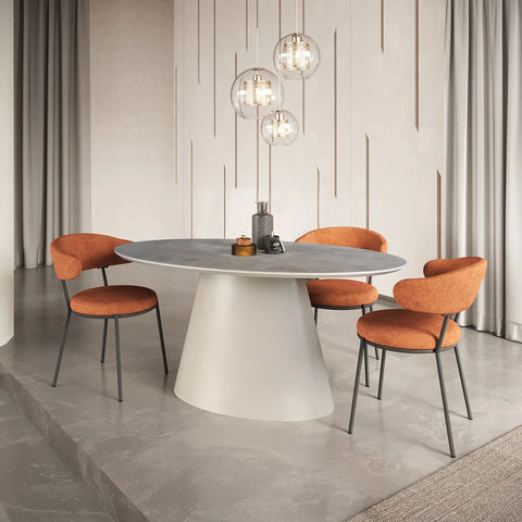 Ria 160cm Oval Light Grey Melamine Dining Table Set, also available in a Round table - Lifestyle Image 