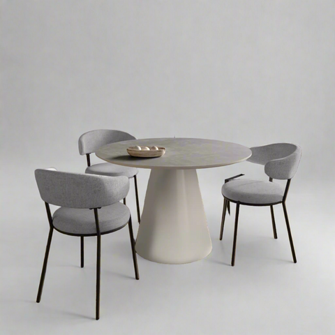 Ria 120cm Round Light Grey Melamine Dining Table Set, also available in 160cm Oval Dining Table Set - Main Image 