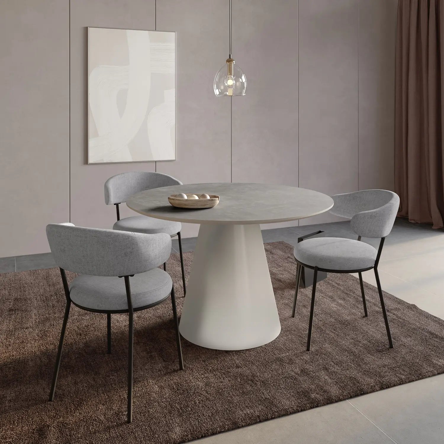 Ria 120cm Round Light Grey Melamine Dining Table Set