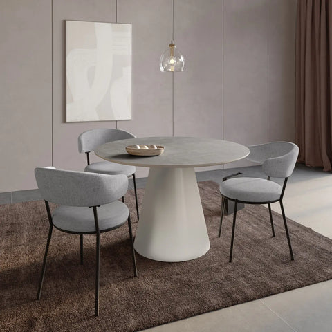 Ria 120cm Round Light Grey Melamine Dining Table Set, also available in 160cm Oval Dining Table Set - Lifestyle Image