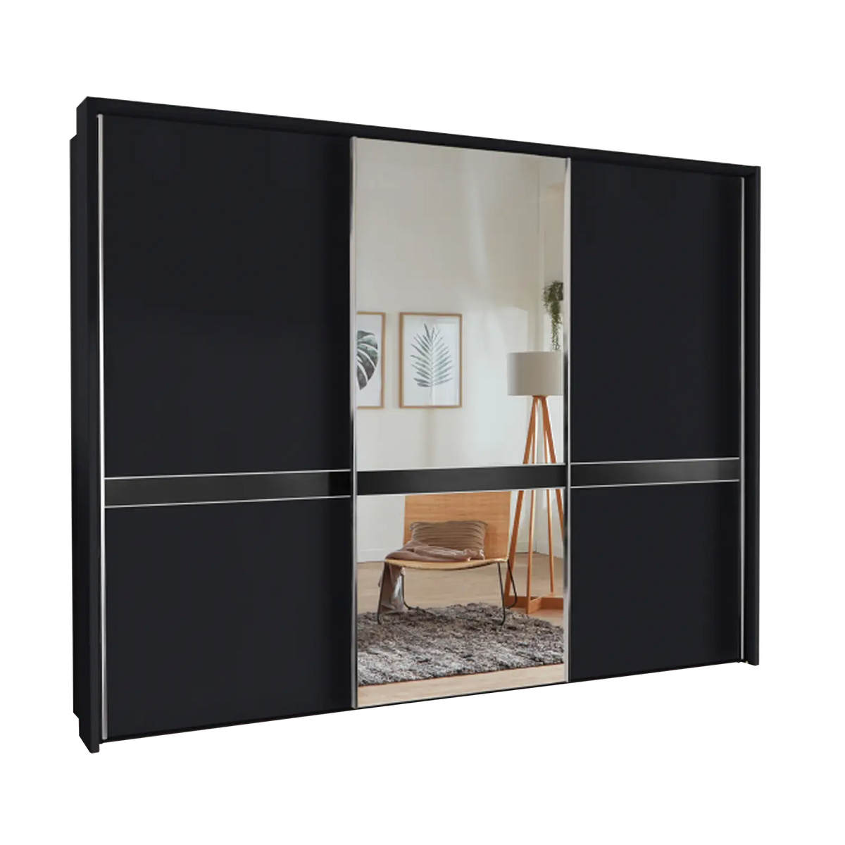 Wiemann Rialto Graphite 3 Door Sliding Wardrobe With Mirror