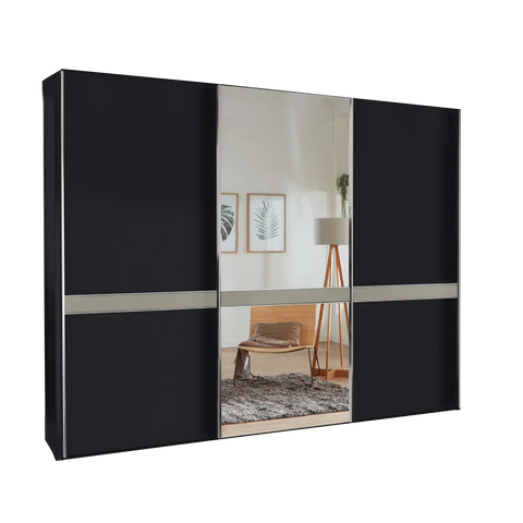 Wiemann Rialto Graphite 3 Door Sliding Wardrobe With Mirror