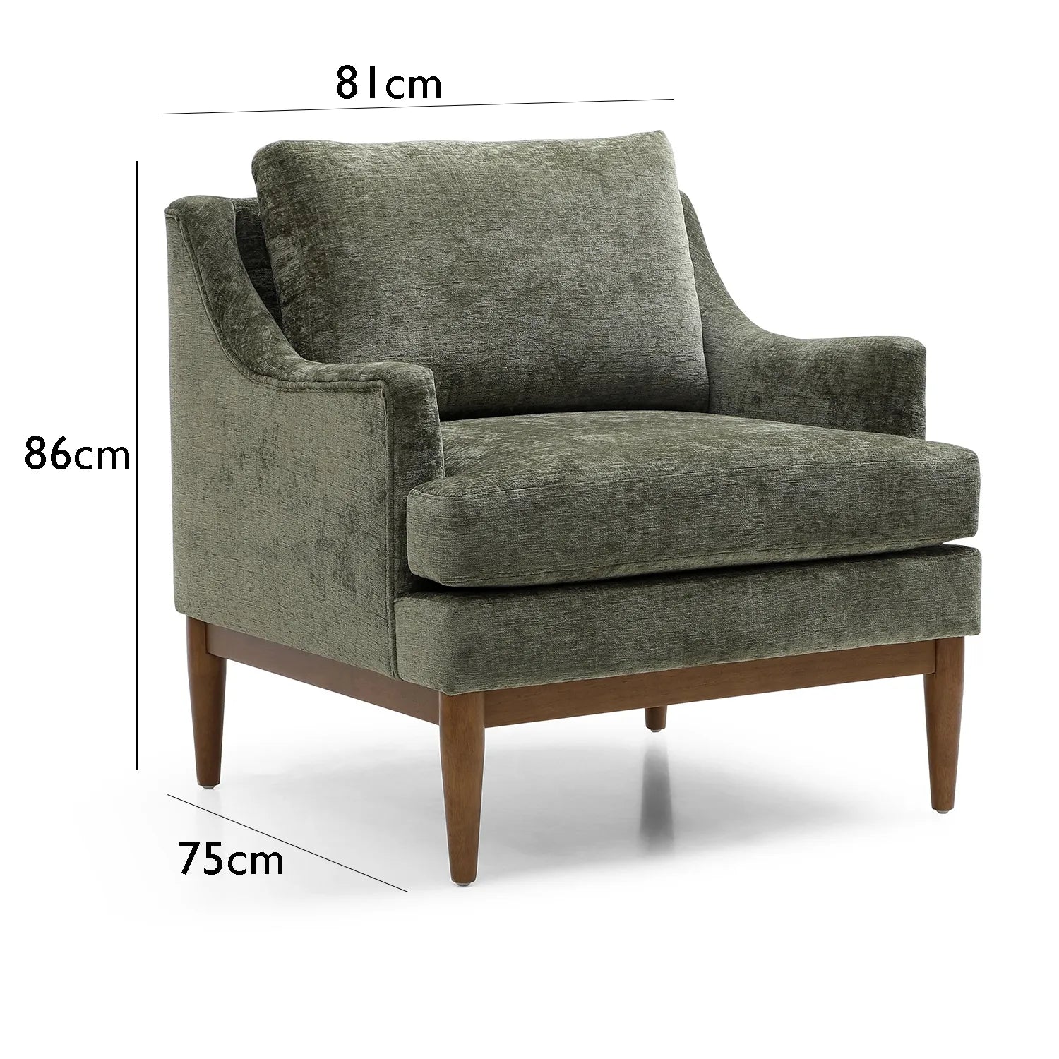 Rihanna Armchair in Olive Chenille Fabric - Dimensions