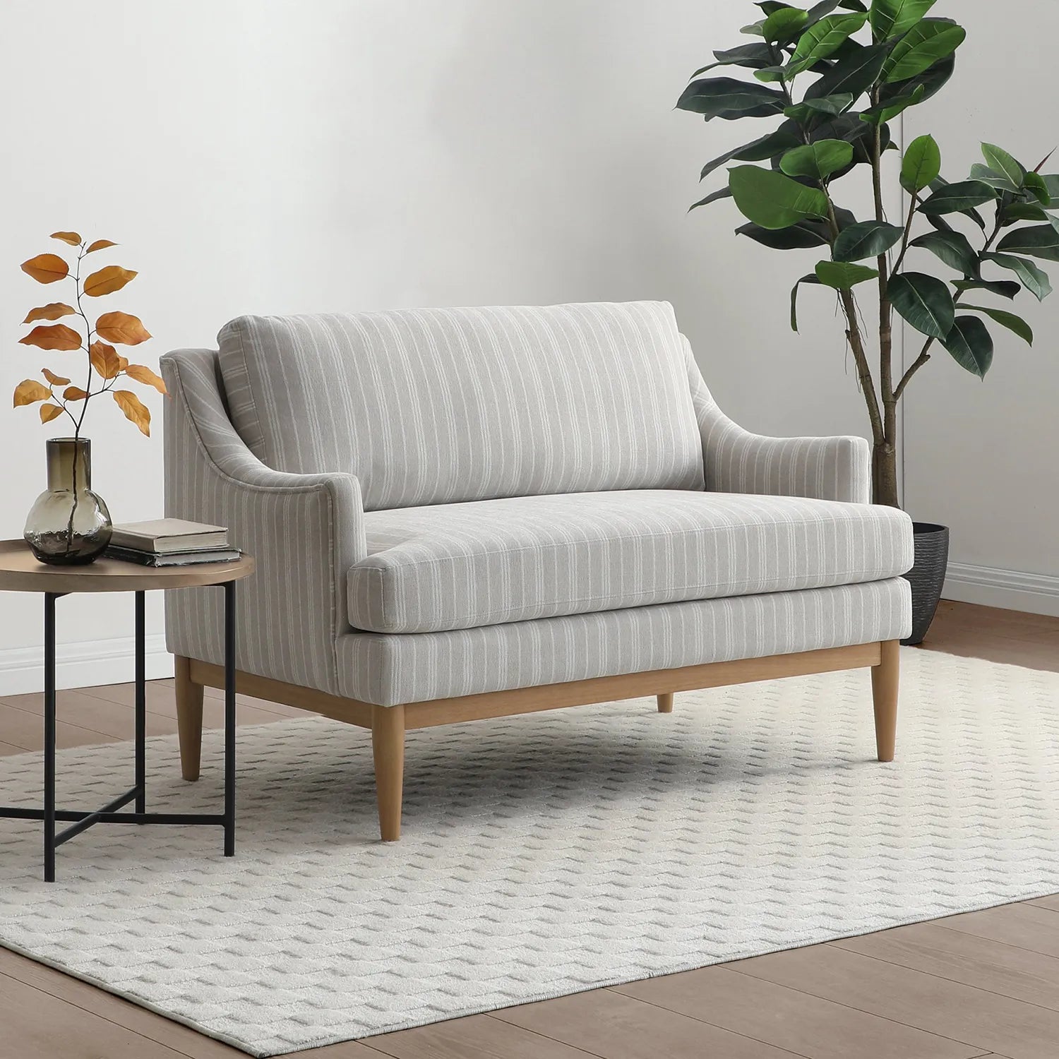 Rihanna Upholstered Loveseat with Wood Base