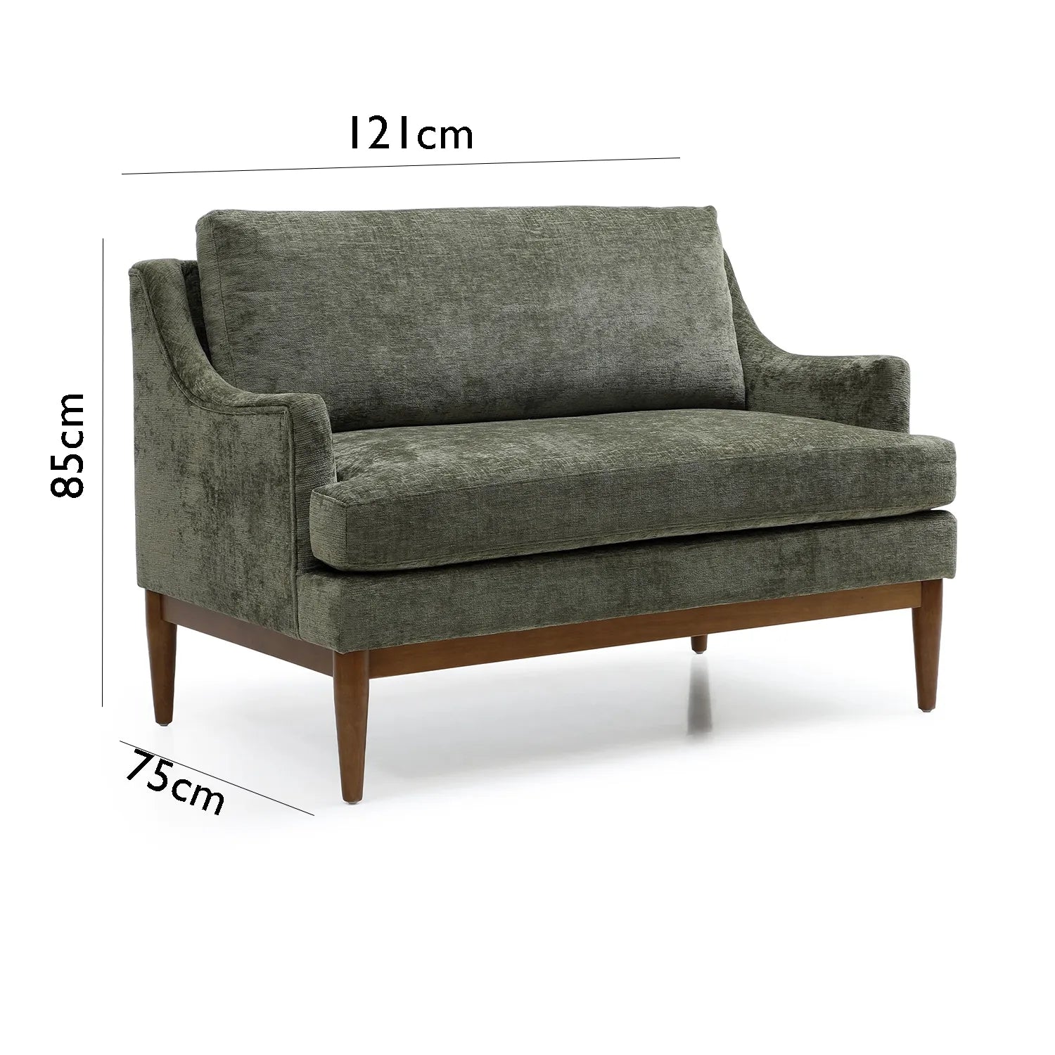 Rihanna Olive Chenille Upholstered Loveseat with Wood Base