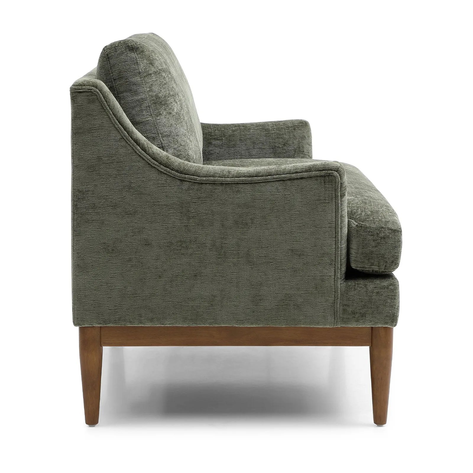 Rihanna Olive Chenille Upholstered Loveseat with Wood Base