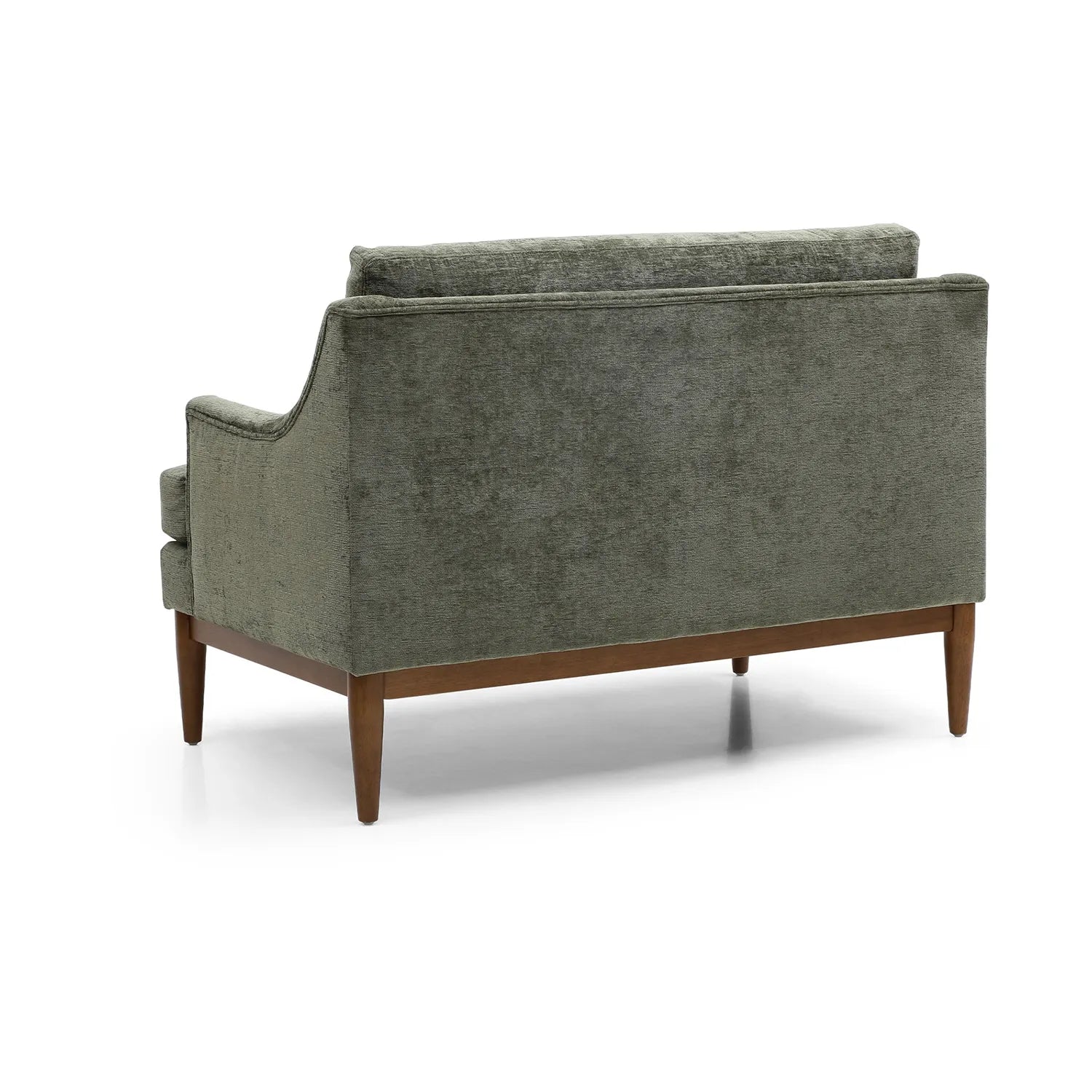 Rihanna Olive Chenille Upholstered Loveseat with Wood Base